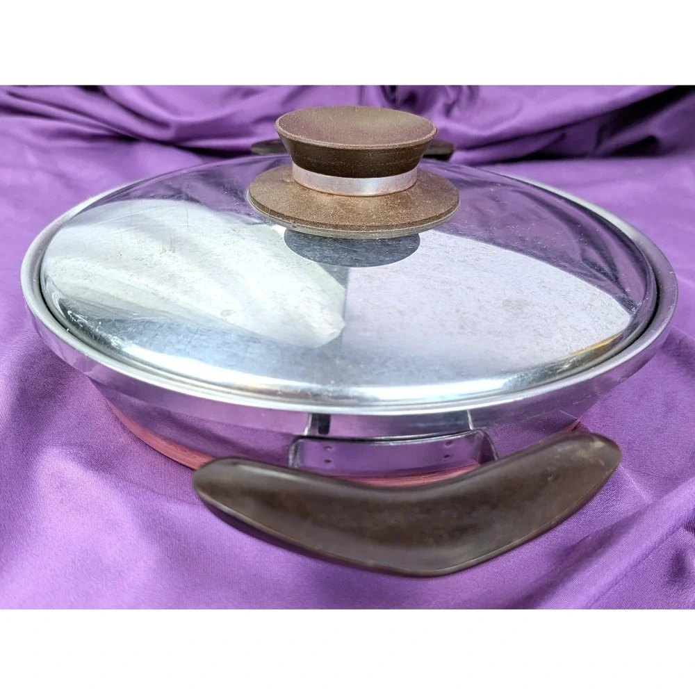 1950's Presto Pride Copper Bottom Pan/skillet Saute 9 Inch With Lid 2 Handle VTG